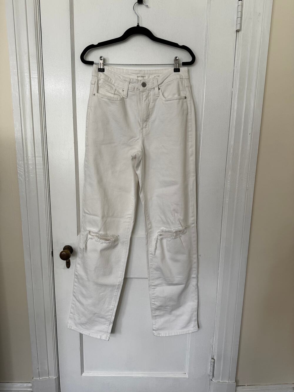 Old Navy OG High Rise Loose White Ripped Jeans TALL LONG